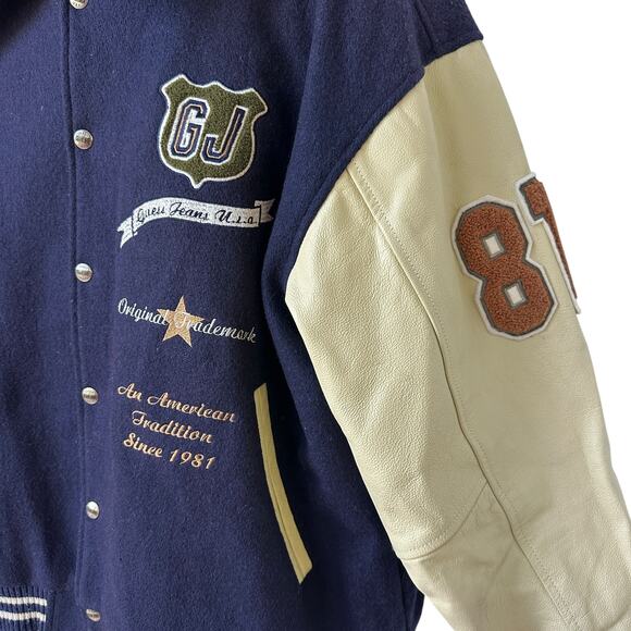 Vintage Guess USA Letterman Jacket 1981 Leather Wool Varsity Coat Men's Large - Picture 5 of 11